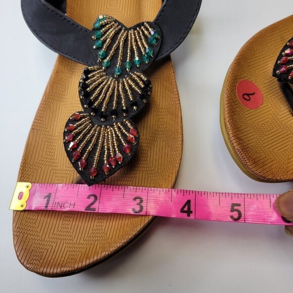 BEADED Sandals Size 9 Elastic Strap Toe Post Cushioned Stylish Sandals NEW - Picture 8 of 10